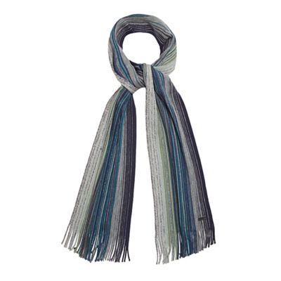 Green wool striped scarf